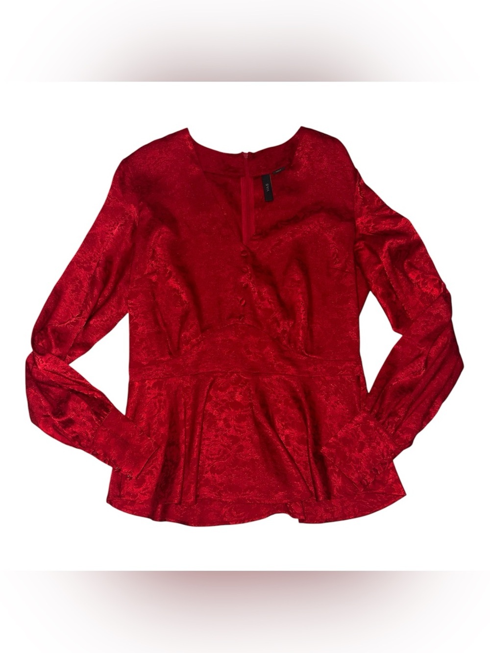 YAS Women’s Red Long-Sleeve Peplum Blouse Size L